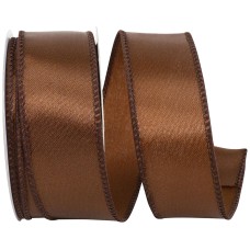 1.5 Inch Brown Satin Ribbon With Wired Edges, 10 Yard Spool (1 Spool) SALE ITEM